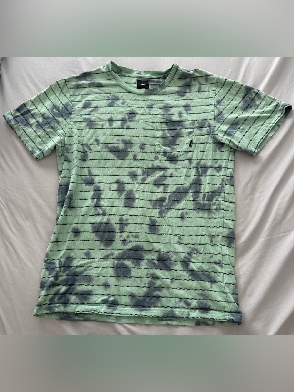 Vans Striped T-Shirt in Green & Gray Large Like New